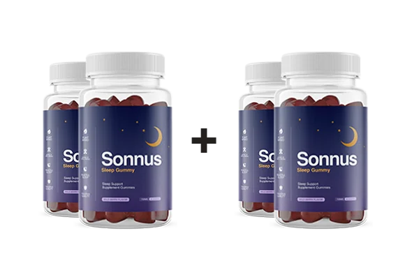 Four Sonnus sleep gummy bottles — most popular buy 2 get 2 free bundle